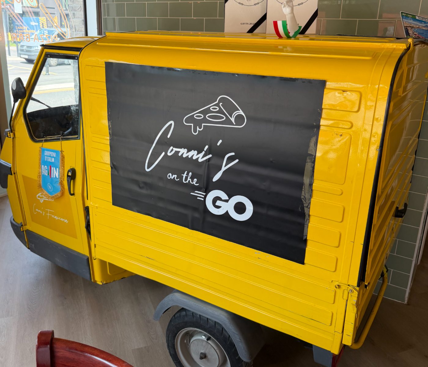 Conni's on the GO yellow Ape tuk-tuk